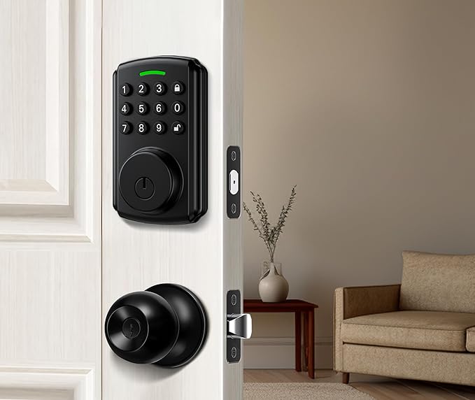 Front Door Lock Set | One Key for Two Lock | Keyless Entry Door Lock Deadbolt with Handle Set | Knob Handle
