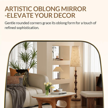 ANDY STAR 24x40” Gold Bathroom Mirror, Oblong Brass Mirror with Stainless Steel Metal Frame, Brushed Gold Oval Vanity Mirror for Over Sink, Modern Anti Rust Wall Mounted