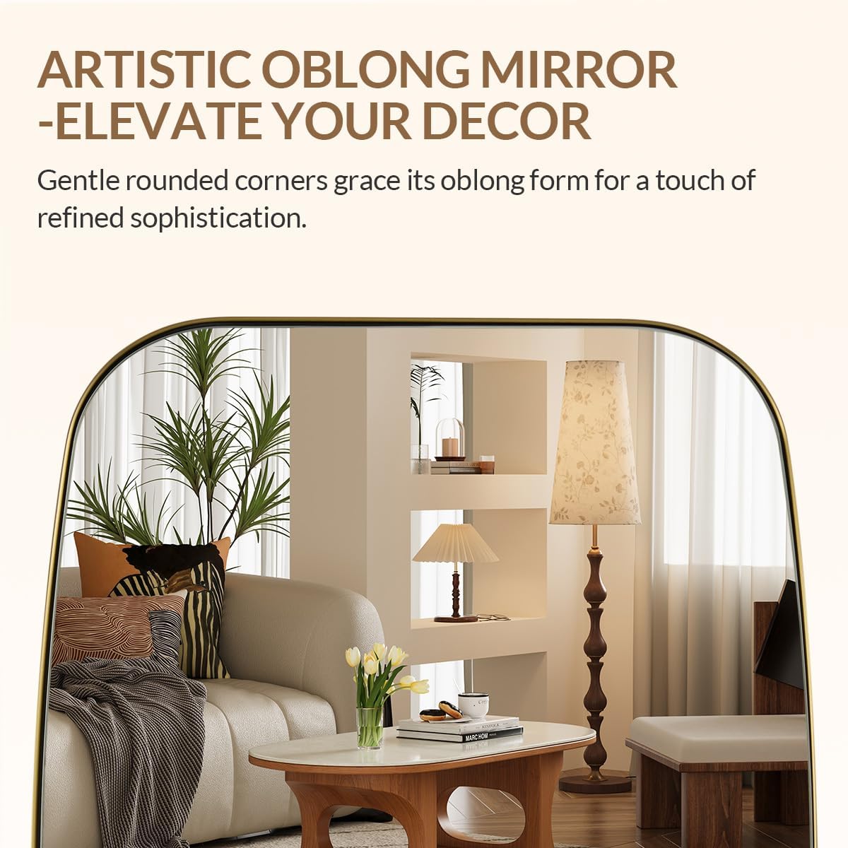 ANDY STAR 30x40” Gold Bathroom Mirror, Oblong Brass Mirror with Stainless Steel Metal Frame, Brushed Gold Oval Vanity Mirror for Over Sink, Modern Anti Rust Wall Mounted