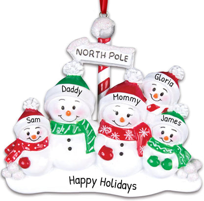 3D Frosty Snowman Family of 5 Christmas Ornament 2025 Personalized Family Christmas Ornaments 2025 | Winter Holiday Snowmen Personalized Tree Ornaments Customizable Gifts Snow People of Five Ornament