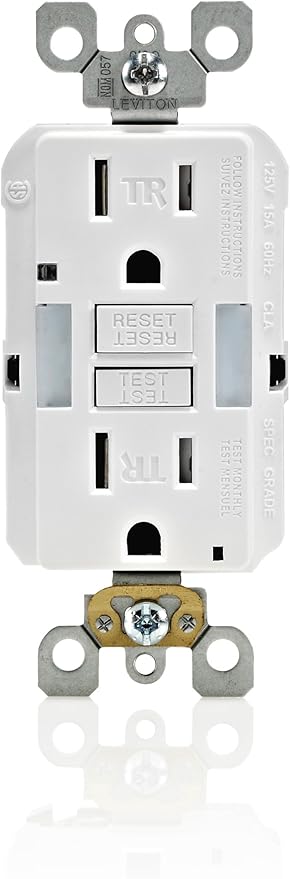 Leviton GFCI Outlet with Guidelight, 15 Amp, Self Test, Tamper-Resistant with LED Indicator Light, Replaces Plugged in Night Light, GFNL1-W, White