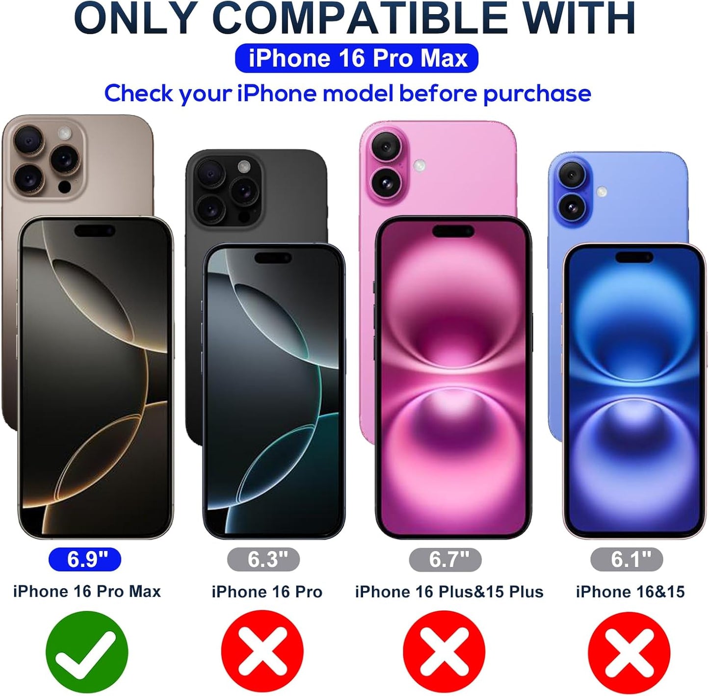 Screen Protector for iPhone 16 Pro Max Blue Light Block,Military-Grade Shatterproof HD Tempered Glass with Easy Installation Tray,Touch Sensitive, 9H Hardness, Anti-Scratch,2 Pack