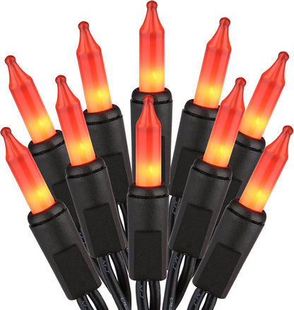 ODEETRONIC Orange Halloween Lights, 21.63ft 100 Count Orange Incandescent Lights, 120V UL Certified Mini Light Connectable, Amber Incandescent Halloween Light Waterproof for Tree Indoor Outdoor Room