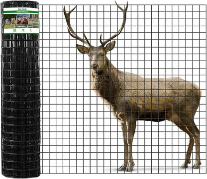 Wire Fence, 48 in(H) X 50 ft(L) PVC Coated Welded Wire Fencing 2" X 2" 16GA Garden Border Vinyl Metal Chicken Wire Fencing Mesh Roll for Yard Vegetable Plant Protection Poultry Netting Black