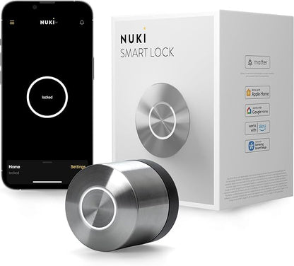 Nuki Smart Lock Keyless Entry WiFi Electronic Deadbolt with Auto-Unlock, App Control, Remote Access, Easy Installation, Smart Home for Front Door, Home & Rentals