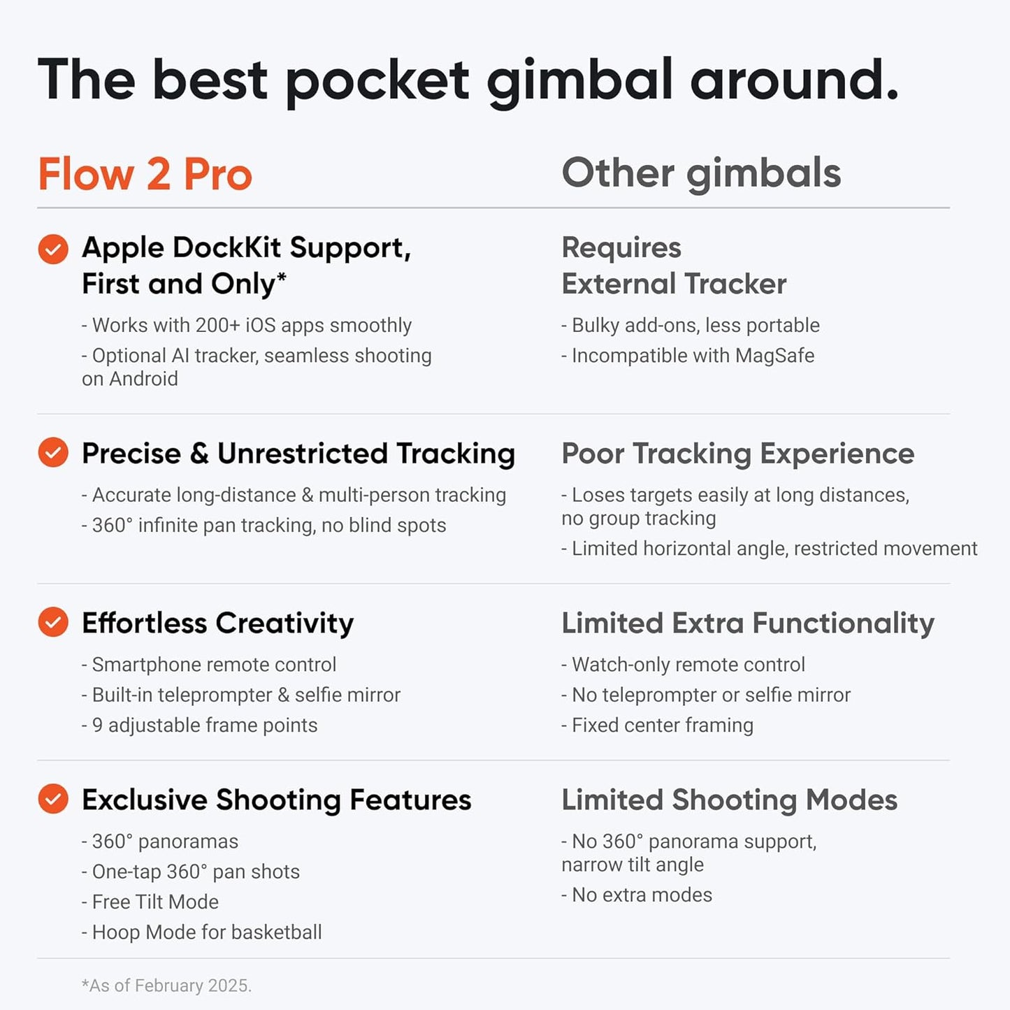 Insta360 Flow 2 Pro Grey - Foldable AI Phone Gimbal, iPhone Native Tracking in 200+ iOS Apps, Multi-Person Tracking, 360º Pan Tracking, Built-In Tripod/Selfie Stick, iPhone/Android Portable Stabilizer