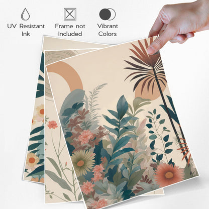 Marllifenney Orange Boho Plants Canvas Wall Art Abstract Botanical Poster Set of 3 Modern Nature Wall Decor Floral Prints Painting Picture for Living Room Bedroom Kitchen Office 16x24in Unframed