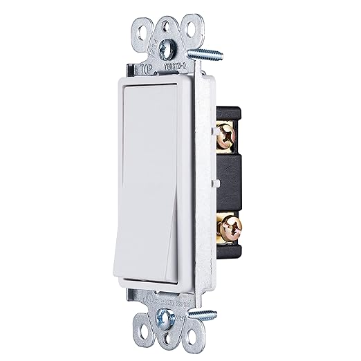 GE Paddle Rocker Switch - Single Pole Switch, On/Off, Replacement for Light Switches & Ceiling Fans, Grounding, UL Listed, White, 50726