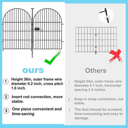 Tall Garden Fence with Gate, 40 in(H) x 45 Ft(L) Dog Fence Outdoor for Yard, 20 Panels Rustproof Metal Wire Animal Barrier Fences, Temporary Fencing for Dogs Rabbits, Arched