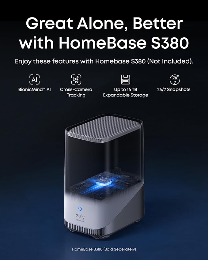 eufy Security eufyCam S4,4K Solar Camera Wireless Outdoor, Triple Lens Bullet-PTZ Cam, 360° View, 8X Auto Zoom, AI Recognition,AI Track, Color Night Vision, 0 Monthly Fee, Local Storage