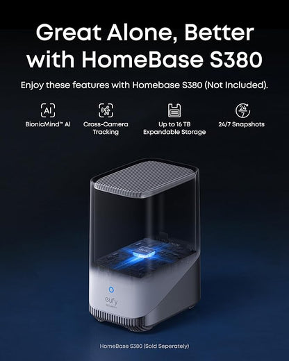 eufy Security eufyCam S4,4K Solar Camera Wireless Outdoor, Triple Lens Bullet-PTZ Cam, 360° View, 8X Auto Zoom, AI Recognition,AI Track, Color Night Vision, 0 Monthly Fee, Local Storage