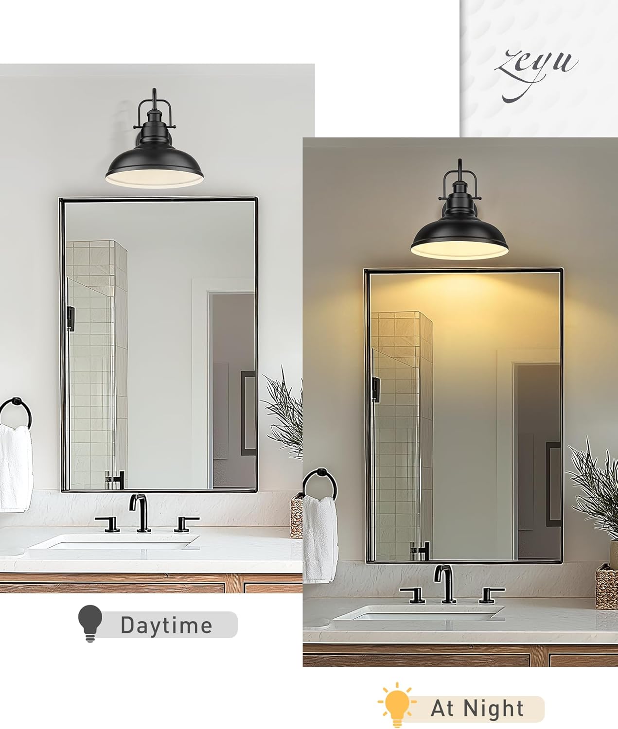 zeyu 2 Pack Barn Sconce Wall Lighting, Vintage Wall Mount Light Fixture, Indoor Wall Sconce Lighting in Matte Black Finish, 016-1B-2PK BK