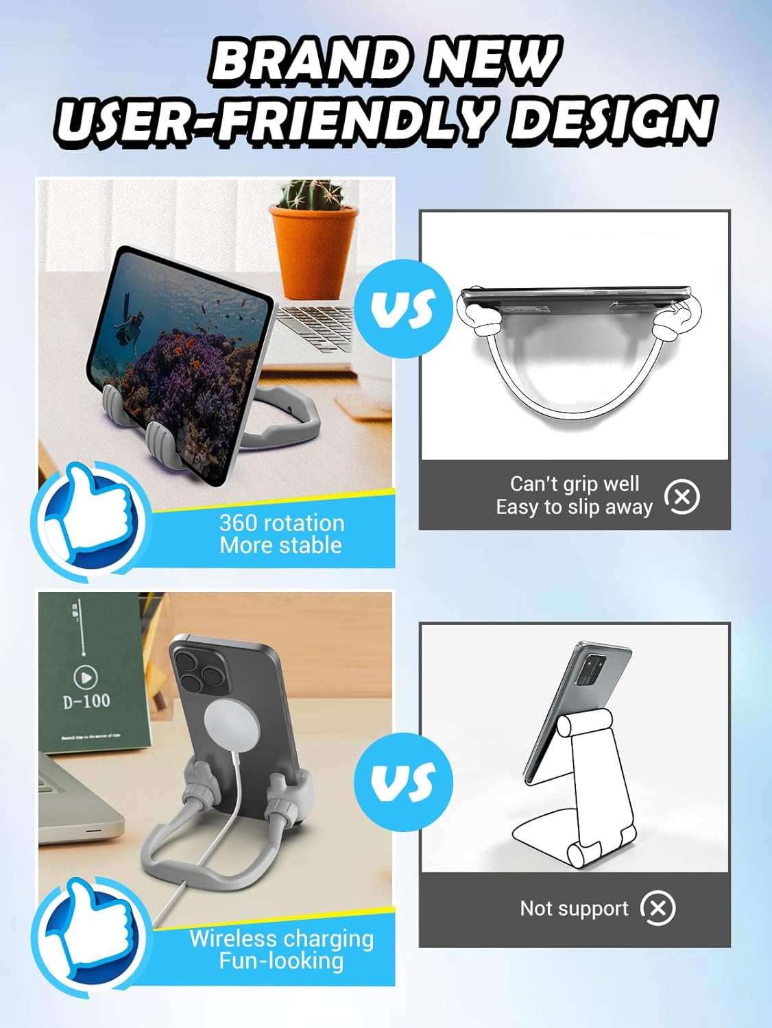 Dad Gifts for Fathers Day from Daughter Son Cell Phone Stand: Upgrade Adjustable Thumbs Up Lazy Phone Holder for Desk Fun Birthday Gifts for Grandma Teens Girls Boys Adults Husband from Wife