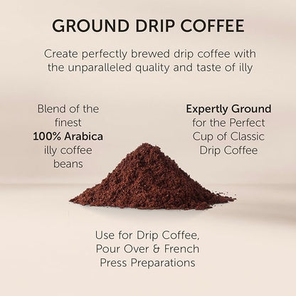 Illy Intenso Ground Drip Coffee, Bold Roast, Intense, Robust And Full Flavored With Notes Of Deep Cocoa, 100% Arabica Coffee, No Preservatives, 8.8oz (Pack Of 1)
