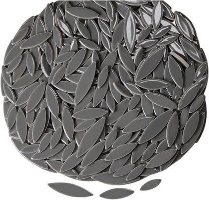 VerzTile Mosaic Tiles for Crafts - Petal Shaped Ceramic Tile Craft Hobbies & Art Projects 39 Color Options Endless Creativity DIY Design (Gray)