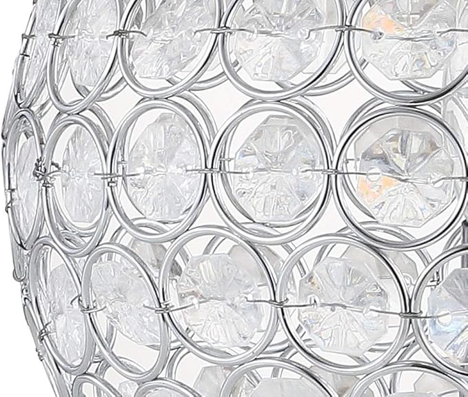 JONATHAN Y 8.25" Clear Acrylic and Chrome Globe LED Table Lamp, Modern Glam Textured Crystal Body for Nightstand, Bedroom, and Living Room, LED Bulb Included JYL1042A