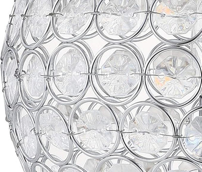 JONATHAN Y 8.25" Clear Acrylic and Chrome Globe LED Table Lamp, Modern Glam Textured Crystal Body for Nightstand, Bedroom, and Living Room, LED Bulb Included JYL1042A