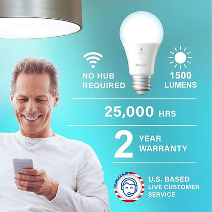 Sengled Smart Light Bulbs, 100W Equivalent WiFi Light Bulb, 1500LM High Brightness Smart Bulbs That Work with Alexa Google, Dimmable A19 Daylight 5000K Alexa Light Bulb, CRI>90, No Hub Required, 4Pack