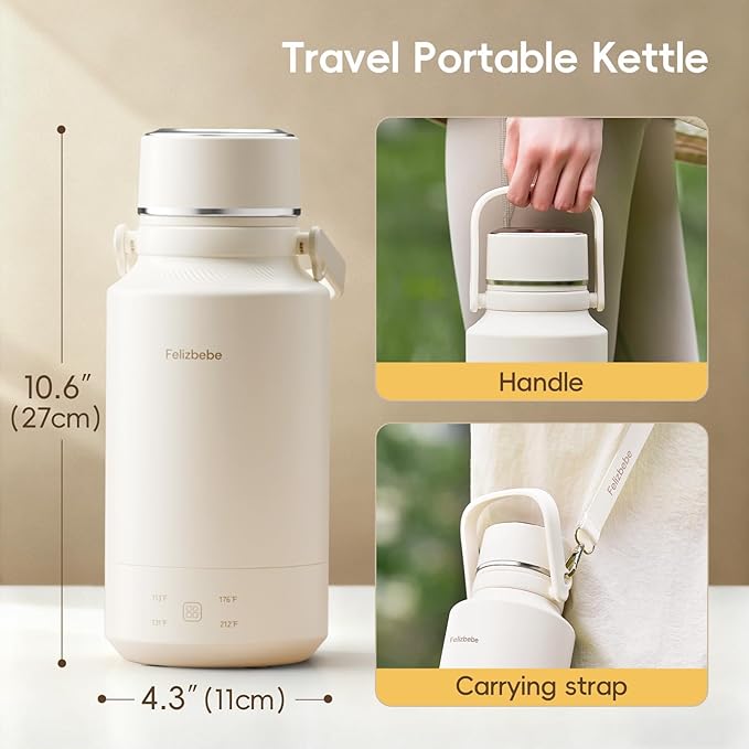 33.8 Oz/1000mL Portable Electric Kettle,304 Stainless Steel travel kettle,Hot Water Boiler and Keep Warm,4 Temp Settings,600W Fast Boiling Water with Auto Shut-Off and Boil Dry Protection