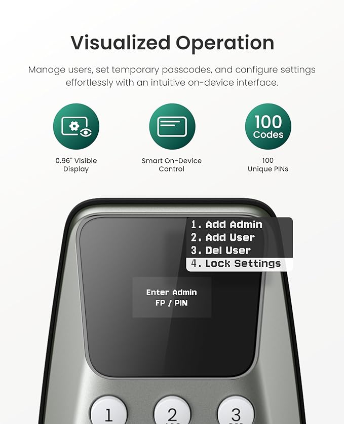 DESLOC C100 Keyless Entry Door Lock with Keypad, Smart Deadbolt Lock for Front Door with 2 Keys, Auto Lock, Easy Installation, 100 PIN Codes, IP54 Waterproof, BHMA Grade 3, Nickel