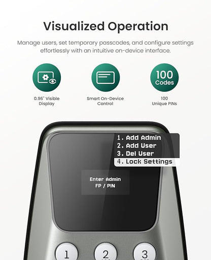 DESLOC C100 Keyless Entry Door Lock with Keypad, Smart Deadbolt Lock for Front Door with 2 Keys, Auto Lock, Easy Installation, 100 PIN Codes, IP54 Waterproof, BHMA Grade 3, Nickel