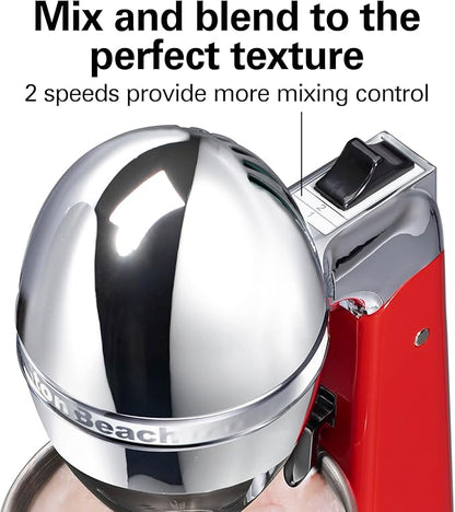 Hamilton Beach DrinkMaster Electric Drink Mixer, Retro Milkshake Maker & Milk Frother, 2 Speeds, Extra-Large 28 oz. Stainless Steel Cup, Red