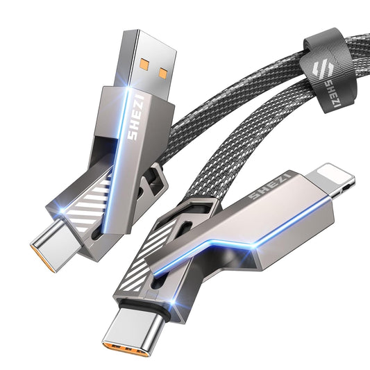 [One is Enough] 4-in-1 Compatible with USB C to Lightning Cable, 45W High-Speed Charging & Fast Data Transfer,CarPlay & Android Auto Support Multi Charger Cord Combo for iPhone/Samsung/iPad,3FT