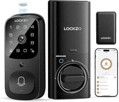 Smart Lock with Camera, 3-in-1 WiFi Doorbell Keyless Entry Door Lock, Deadbolt Lock for Front Door, Fingerprint, Keypad Code, App Control, IP65 Waterproof, BHMA, Support Alexa&Google Assistant