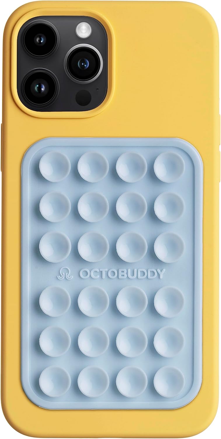 Classic MAX - Silicone Suction Phone Case Adhesive Mount - Hands-Free, Strong Grip Holder for Selfies and Videos - iPhone and Android Compatible - 2.6″ x 3.9″, Baby Blue