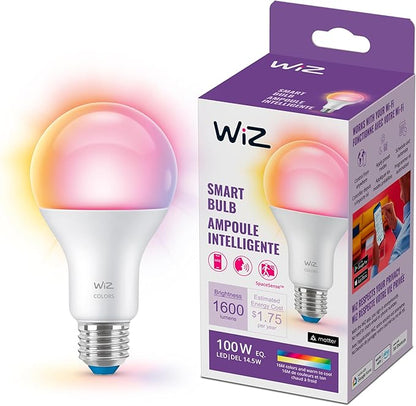 WiZ Connected 100W A21 LED Smart Light Bulbs - Connects to Your Wi-Fi - E26 Smart Bulb - Control with Voice or App + Activate with Motion - Matter Compatible - 1 Pack