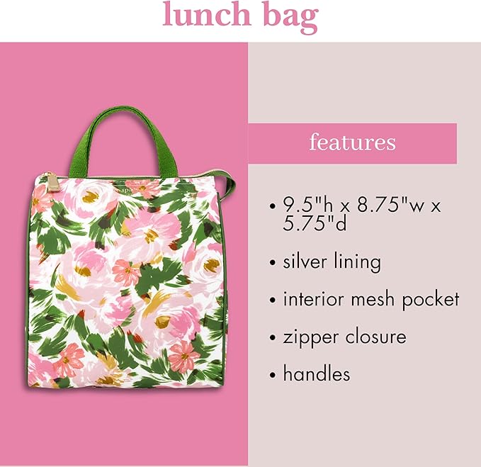 kate spade new york Portable Soft Cooler Lunch Bag, Thermal Tote with Insulated Interior Lining and Storage Pocket, Lunch Tote for Women (Hidden Garden)