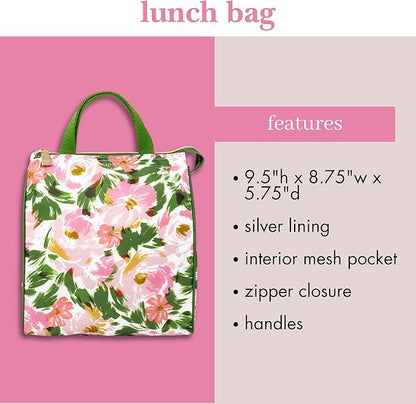 kate spade new york Portable Soft Cooler Lunch Bag, Thermal Tote with Insulated Interior Lining and Storage Pocket, Lunch Tote for Women (Hidden Garden)