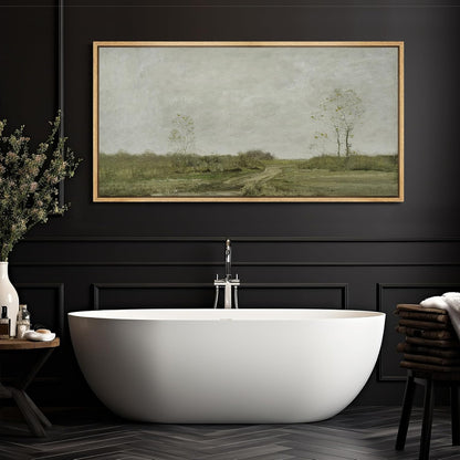 MUDECOR Extra Large Framed Canvas Print Wall Art Soft Pastoral Landscape Wall Art with Trees Antique Retro Fine Art Illustrations Decorative Colorful for Bedroom - 60"x30"