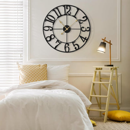 1st owned Large 24 Inch Silent Non-Ticking Wall Clock - Battery Operated, Metal Vintage Retro Decorative Modern Wall Clock for Bedroom, Kitchen, Office, Farmhouse Decor