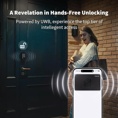 Aqara UWB Smart Lock U400, Matter Over Thread, Apple Home Key, Fingerprint Keyless Entry Deadbolt,Touchscreen Keypad, Rechargeable Battery, Supports HomeKit, Alexa, Google, Home Assistant, Silver