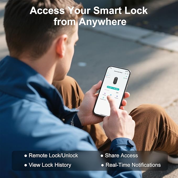 Hornbill WiFi Smart Locks for Front Door: Keyless Entry WiFi Keypad Deadbolt Lock, Compatible with Alexa, Remote Control, Fingerprint Password Unlock, Auto Lock, Built-in Wi-Fi (2.4Ghz)