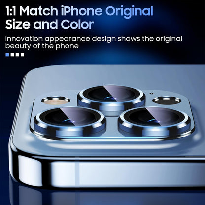 Uyiton for iPhone 13 Pro/iPhone 13 Pro Max Camera Lens Protector, [Strong Adsorption] [Drop Protection] Metal Ring Tempered Glass Rear Camera Screen Cover - Blue