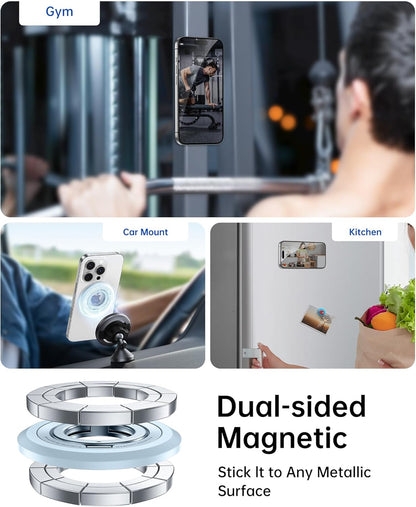 SYNCWIRE Magnetic Phone Ring Holder for MagSafe, 360° Rotation Dual Sided Magnet Grip Cell Phone Ring Stand Finger Kickstand Compatible with iPhone 16 15 14 13 12 Pro Max fits MagSafe - Blue
