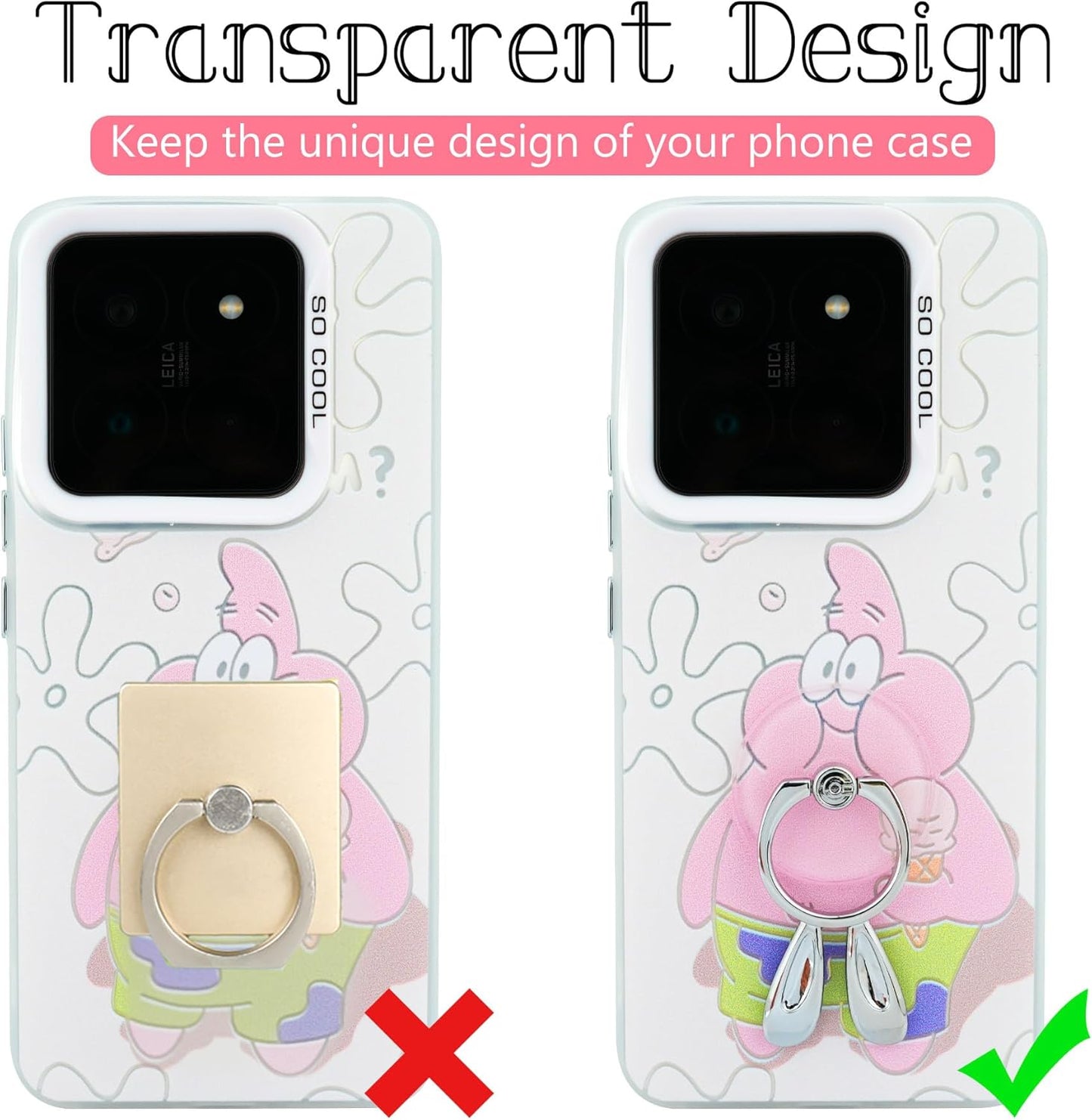 Rabbit Phone Grip - EI Sonador Clear Cell Phone Ring Holder Transparent Stand Finger Sticky Grip (2 Gold Rabbit)