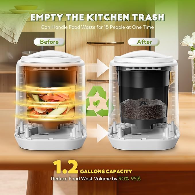 Save $80 Electric Composter & Meat Slicer Machine | Reduce Waste, Slice Perfectly | Food Waste Recycler & Deli-Style Slicer Bundle