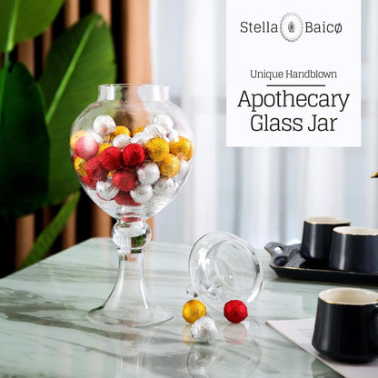 Large Glass Apothecary Jars with Lid, Clear Candy Jar for Candy Buffet, Fancy Decorative Glass Jar for Party, Wedding and Display, Tall Glass Candy Containers (Height: 16.5", Diameter: 6.5")
