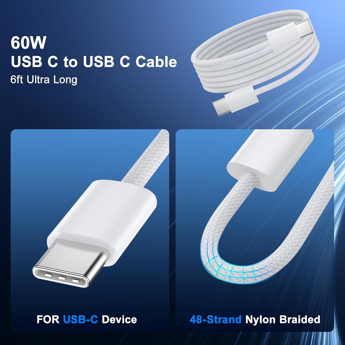 Car Phone Charger for iPhone 16 15, Besgoods USB C Car Charger Adapter 4 Ports with Voltmeter PD&QC Fast Charging Cigarette Lighter for Galaxy S25 S24 S23 A54 A15 Dash Cam, with 6ft USB C to C Cable