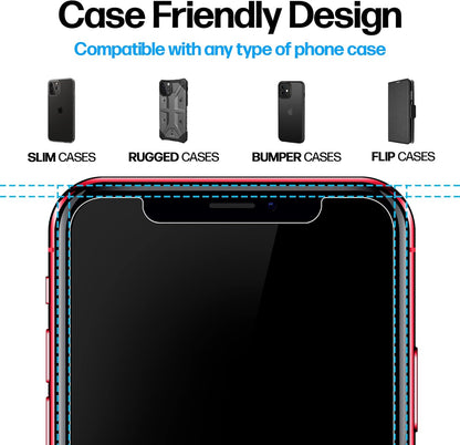Power Theory Designed for iPhone 11, iPhone XR Screen Protector Tempered Glass [9H Hardness], Easy Install Kit, 99% HD Bubble Free Clear, Case Friendly, Anti-Scratch, 2 Pack