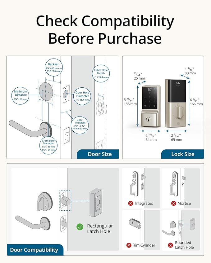 eufy Security Smart Lock C210, Keyless Entry Door Lock for Front Door, Built-in WiFi Deadbolt, No Bridge Required, Easy Installation, Touchscreen Keypad, App Remote Control, 4 AA Batteries, Nickel