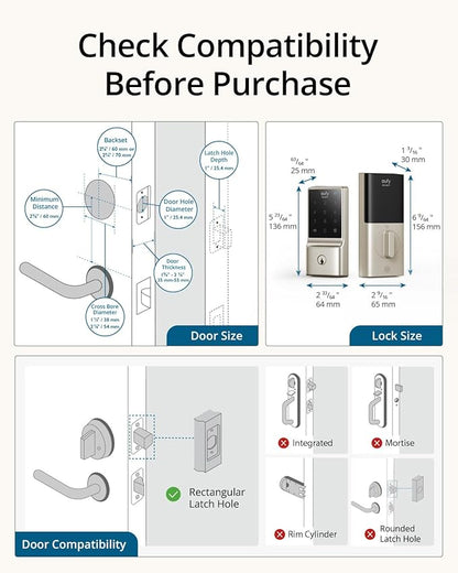 eufy Security Smart Lock C210, Keyless Entry Door Lock for Front Door, Built-in WiFi Deadbolt, No Bridge Required, Easy Installation, Touchscreen Keypad, App Remote Control, 4 AA Batteries, Nickel