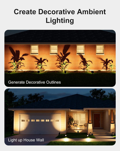 2 Pack Solar Spotlights Outdoor Waterproof for Flag, Tree, Statue, Wooden Sign, Plant Pot, Bright LED Outside Landscape Flood Lamp for Decoration Uplighting Yard, Garden, House, Walkway, Ground, Fence