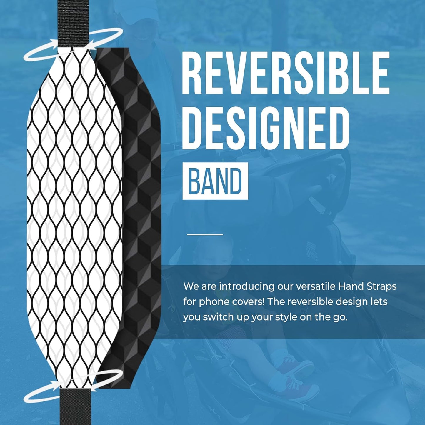 Phone Grip Strap - Reversible Finger Holder for Phone Back, Customizable Anti-Slip Design, Wireless Charging Compatible Detachable Holder for iPhone - Carbonite Weave