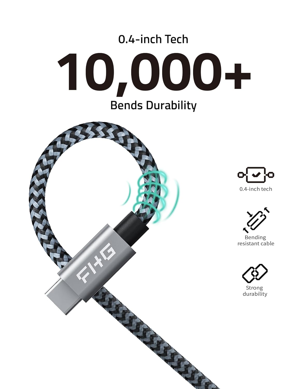 FHG 6FT 3.3FT USB 3.0 to USB C Cable 2Pack, High-Speed Transfer of 1GB in 2sec, 3A Fast Charging from 20% to 80% in 35mins, Sturdy Nylon Braided USB Data Cable, Compatible for iPhone 15/Galaxy/Win