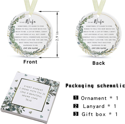 Wife Ornaments 2025 Wife Xmas Ornament Wife Christmas Ornament for Wife Forever Wife Best Wife Ever Gift Double-Sided Printing Ceramic 2.9"