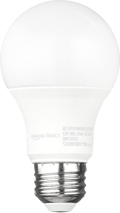 Amazon Basics A19 Dusk to Dawn Sensor LED Outdoor Light Bulb, 60W Equivalent, Energy-Efficient 9W, Daylight White, 5000K, E26 Base, 10,000 Hours, 6 Count (Pack of 1)
